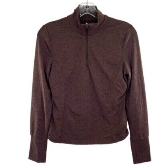 Apana Brown Long Sleeve Quarter Zip Yoga Top Activewear - Picture 1 of 9
